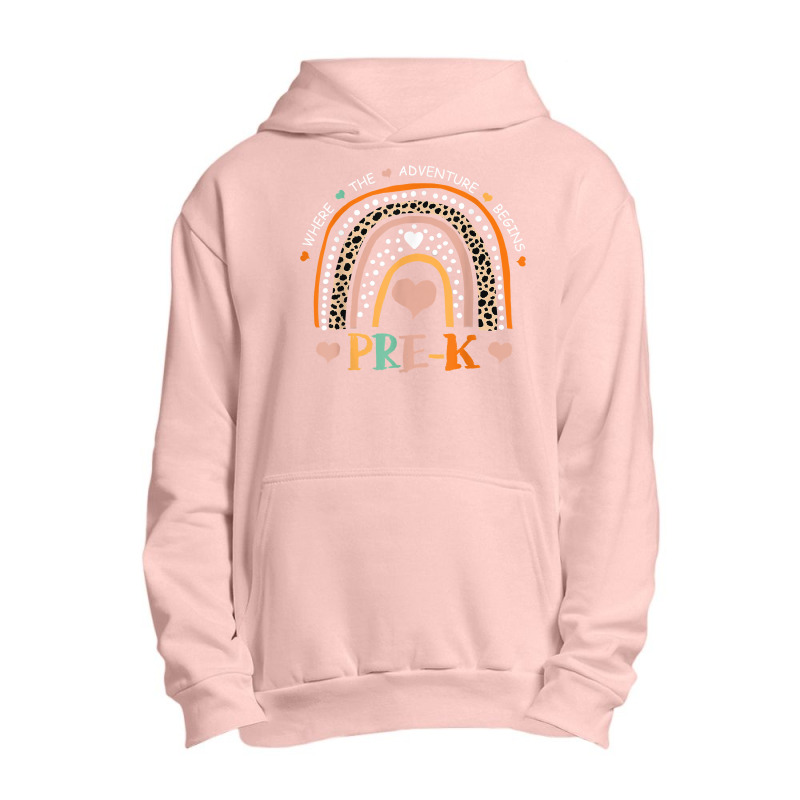 Leopard Rainbow Pre K Where The Adventure Begins T Shirt Urban Pullover Hoodie | Artistshot