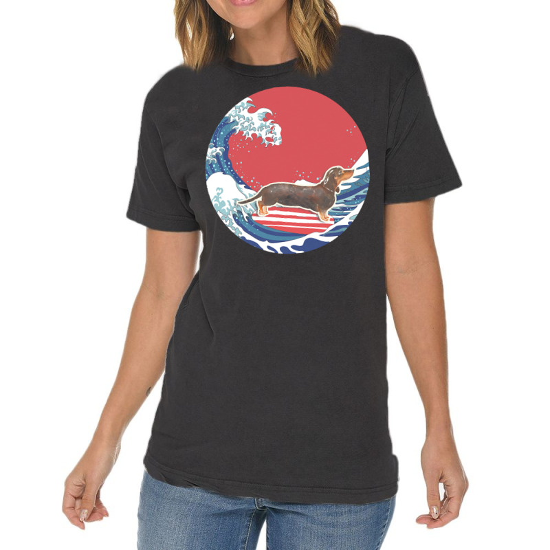 Dachshund T  Shirt Black & Tan Dachshund Gifts   Ocean Waves Surfing B Vintage T-Shirt by rgibson131 | Artistshot