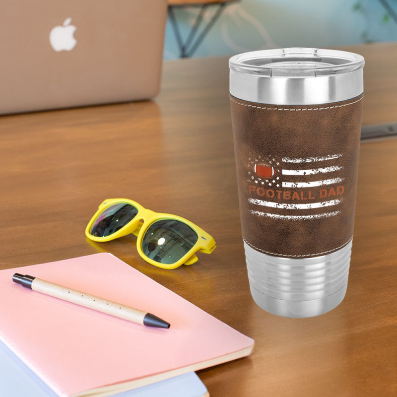 Mens Football Papa Best Dad Ever Fatherhood Daddy Fathers Day Leatherette Tumbler | Artistshot