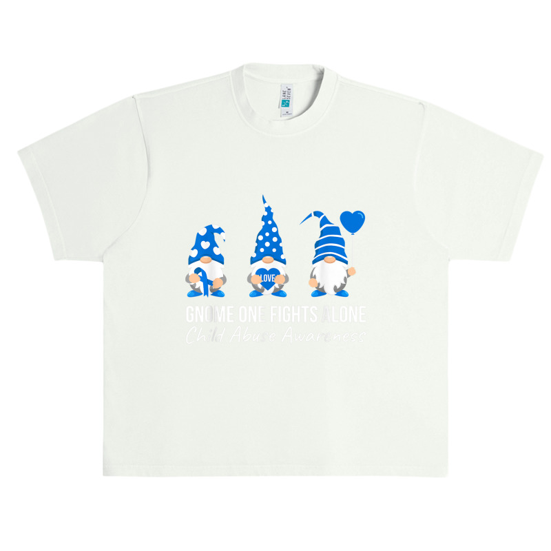 Gnome One Fights Alone Child Abuse Awareness Blue Ribbon Urban Heavy T-shirt by NathanielDesign | Artistshot