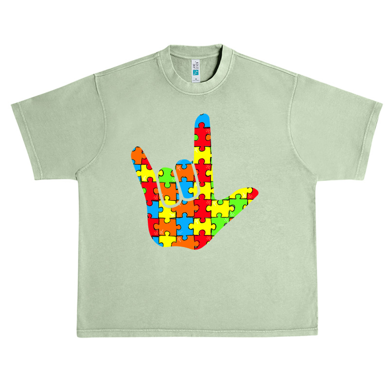 Asl Love Sign Language Autism Gift Awareness Support T Shirt Urban Heavy T-shirt by DianneHenderson91 | Artistshot