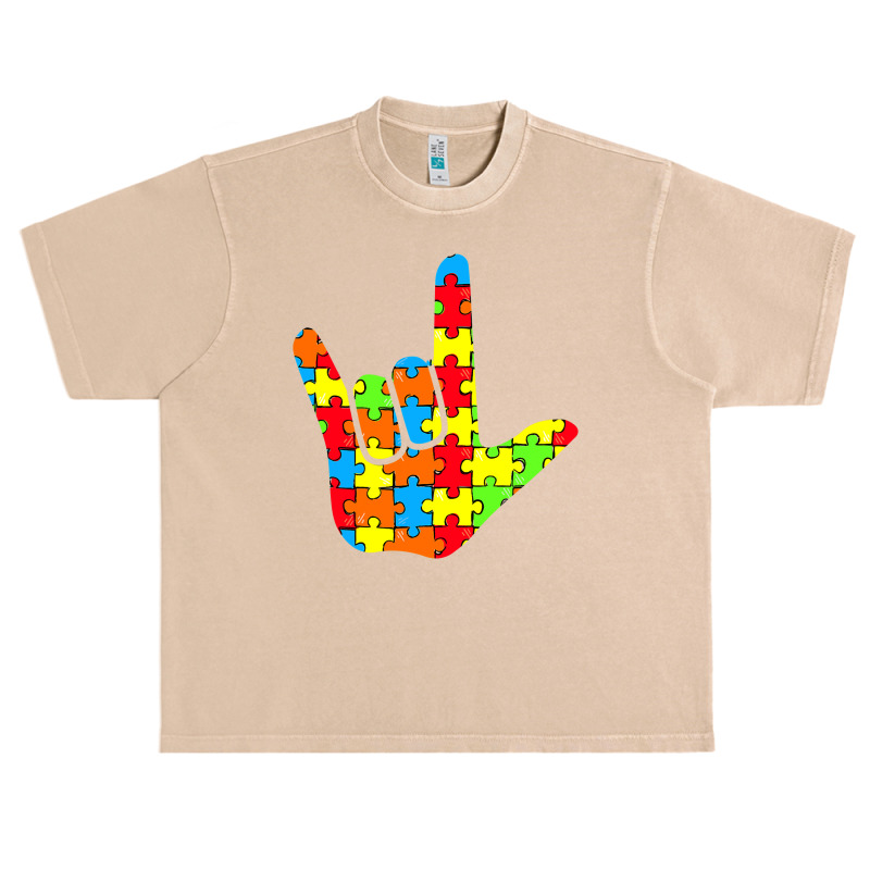 Asl Love Sign Language Autism Gift Awareness Support T Shirt Urban Heavy T-shirt by sieuduong86 | Artistshot