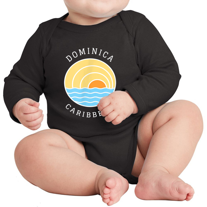 Dominica Island Colorful Retro Sunset Ocean Wave Novelty Art Long Sleeve Baby Bodysuit by Yuh2105 | Artistshot