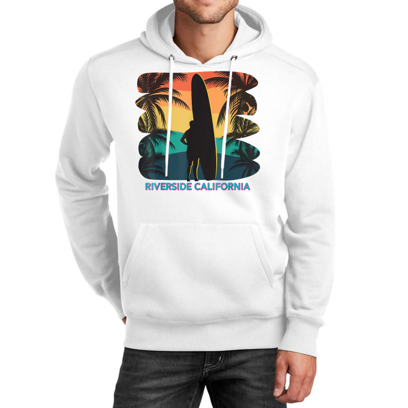 Riverside California Ca Palm Tree Surfboard Surfer Surfing T Shirt Unisex Hoodie by phuongvu | Artistshot