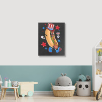 4th Of July Hot Dog Sleeve Dark Portrait Canvas Print | Artistshot