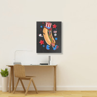 4th Of July Hot Dog Sleeve Dark Portrait Canvas Print | Artistshot