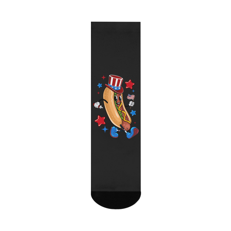 4th Of July Hot Dog Sleeve Dark Crew Socks | Artistshot