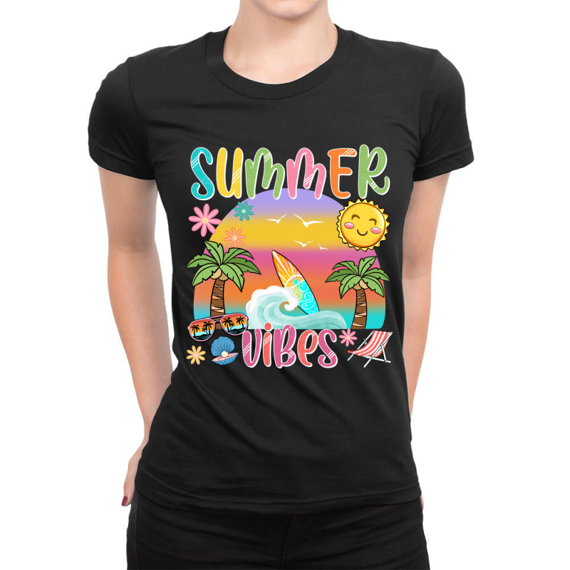 Summer Vibes Ladies Fitted T-Shirt by Oma's Magic World | Artistshot