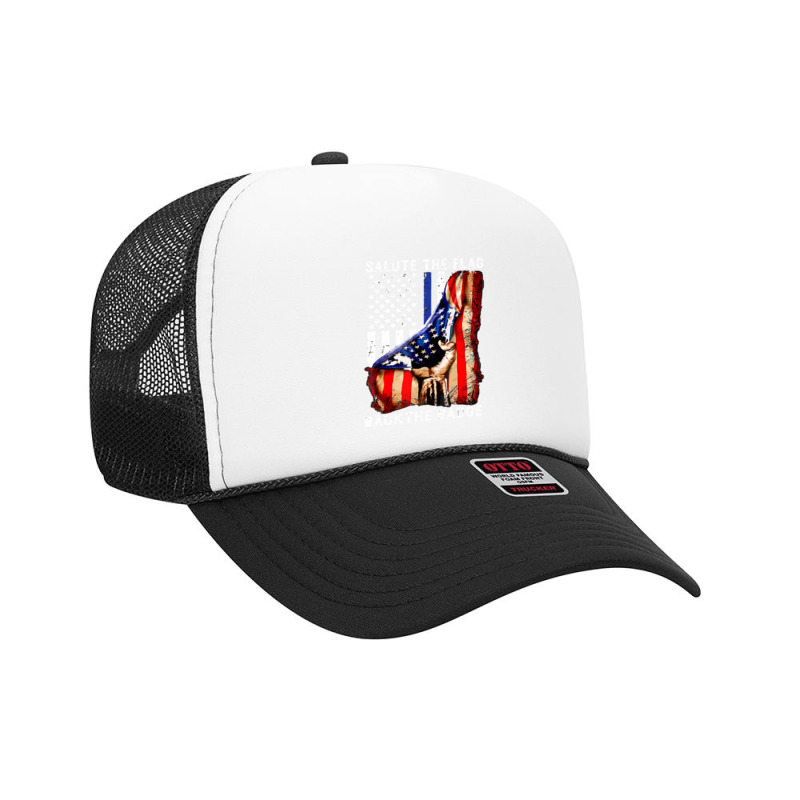 Salute The Flag Back The Badge Foam Trucker Hat by cagurdenny | Artistshot