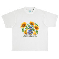 Womens Floral Sunflower Gnome Love & Heart For Hippies And Gardener Urban Heavy T-shirt | Artistshot