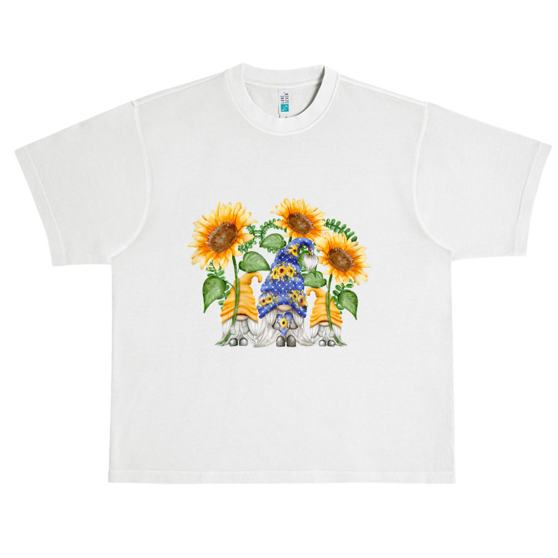 Womens Floral Sunflower Gnome Love & Heart For Hippies And Gardener Urban Heavy T-shirt | Artistshot