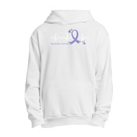 Heartbeat Periwinkle Blue Ribbon Stomach Cancer Awareness T Shirt Urban Pullover Hoodie | Artistshot