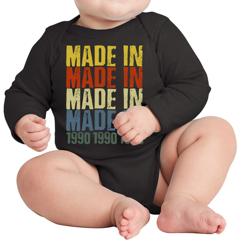 Made In 1990 Long Sleeve Baby Bodysuit by autlu2024 | Artistshot