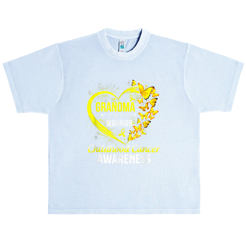 Grandma Of A Warrior Childhood Cancer Awareness Butterfly Urban Heavy T-shirt | Artistshot