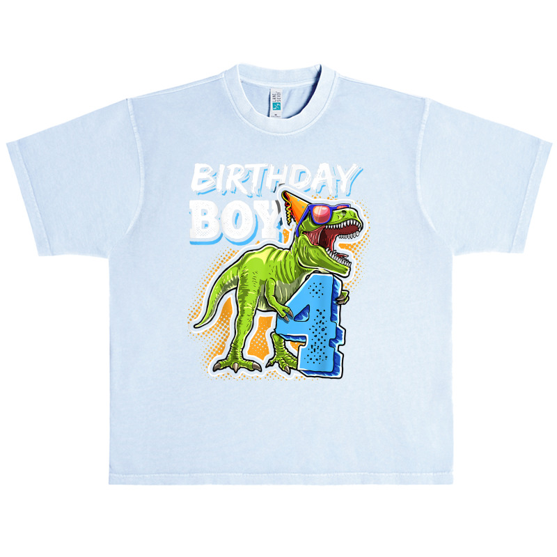 Birthday Boy 4 4th Birthday T Rex Dinosaur Party Gift Boys For Men Wom Urban Heavy T-shirt | Artistshot