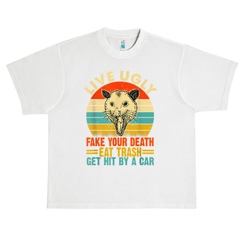 Live Ugly Fake Death Eat Trash Get Hit By A Car Retro Possum T Shirt Urban Heavy T Shirt By 1935