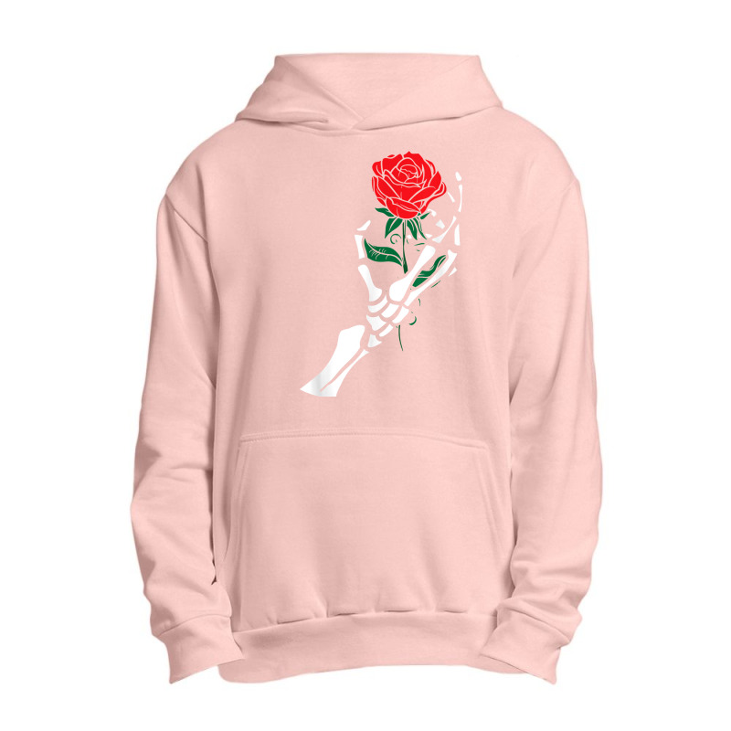 Skeleton Hand Red Rose Flower Aesthetic T Shirt Urban Pullover Hoodie | Artistshot