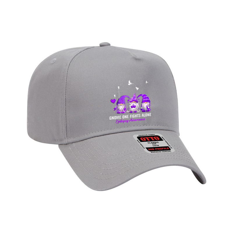 Gnomes One Fights Alone Epilepsy Awareness Adjustable Baseball Cap by NathanielDesign | Artistshot