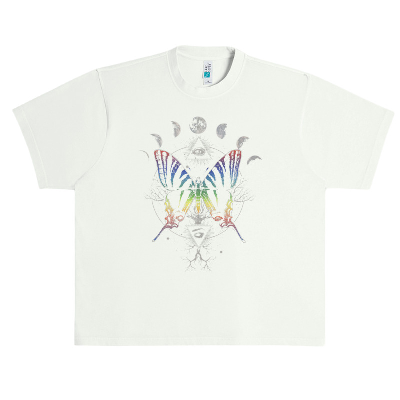 Moon Cycle Rainbow Butterfly Circle Urban Heavy T-shirt | Artistshot