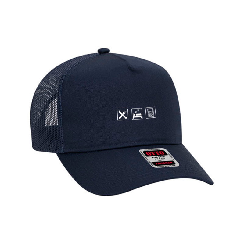 Eat Sleep Calculate - Funny Accountant Mesh Back Trucker Hat by khaerul anwar | Artistshot