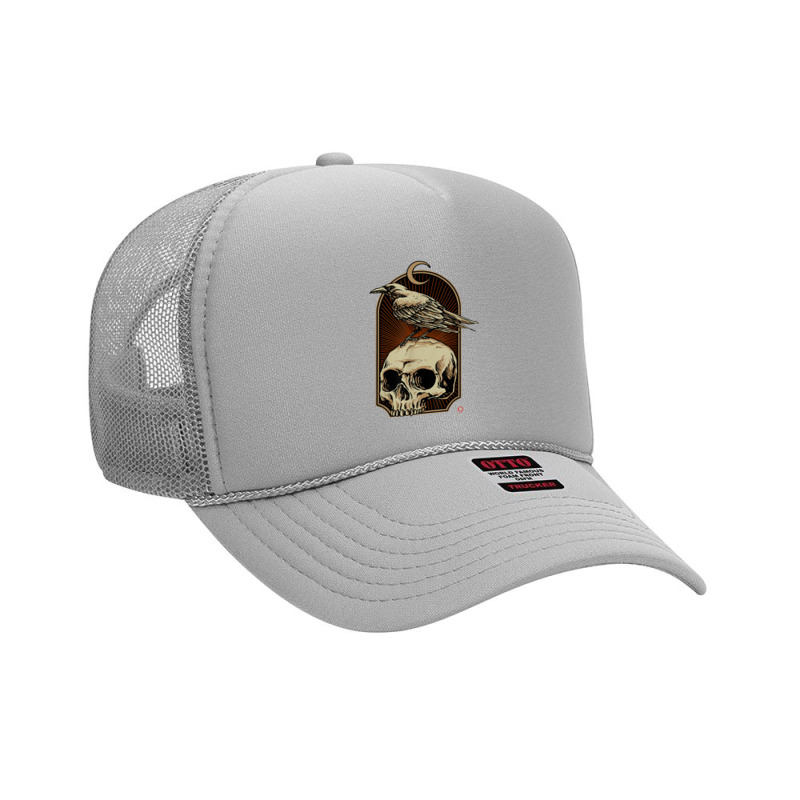 Edgar Allan Poe Nevermore Skull And Raven Memento Mori Foam Trucker Hat | Artistshot