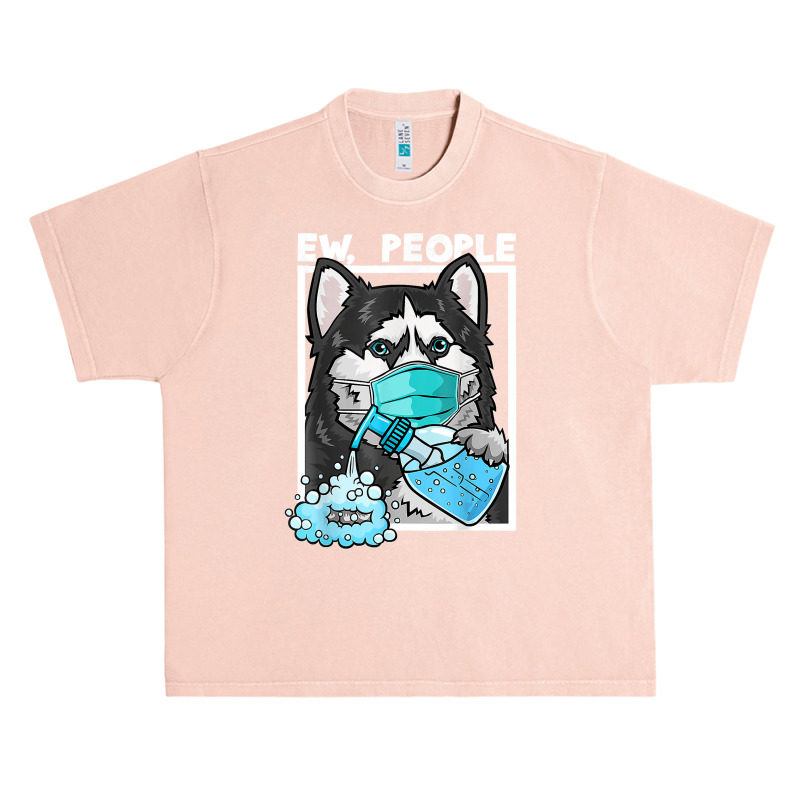 Siberian Husky Dog Wearing Facemask Hand Sanitizer Ew People Urban Heavy T-shirt by LeonelSalas | Artistshot