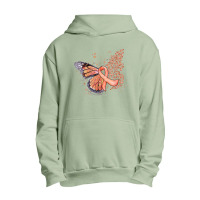 Peach Ribbon Endometrial Cancer Awareness Dripping Butterfly Urban Pullover Hoodie | Artistshot