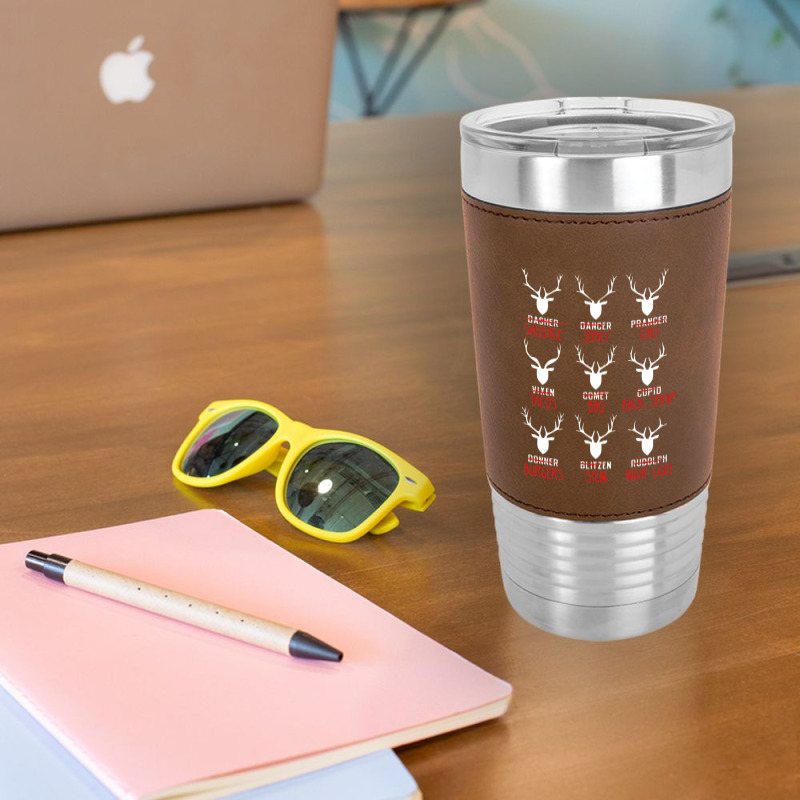 Deer Hunter All Of Santa's Reindeer Tee Leatherette Tumbler by strawberriesandscream | Artistshot