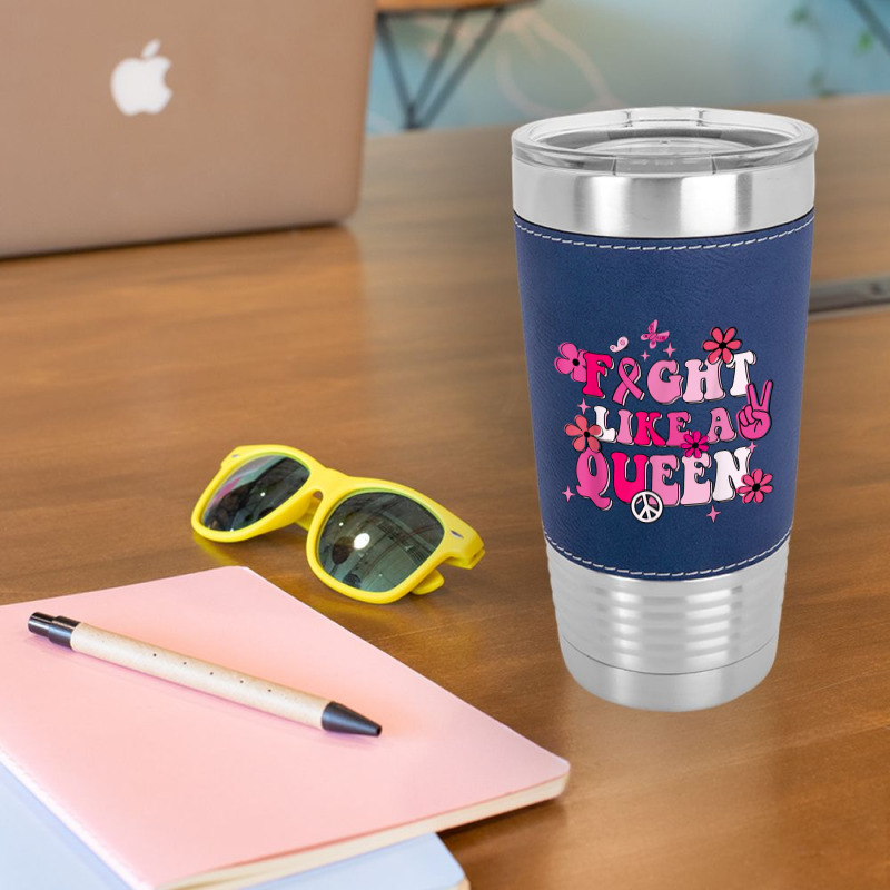 Fight Like A Queen Breast Cancer Warriors Flower Retro Leatherette Tumbler | Artistshot