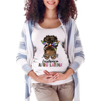 Afro Messy Bun Excelencia Afro Latina Maternity Scoop Neck T-shirt | Artistshot