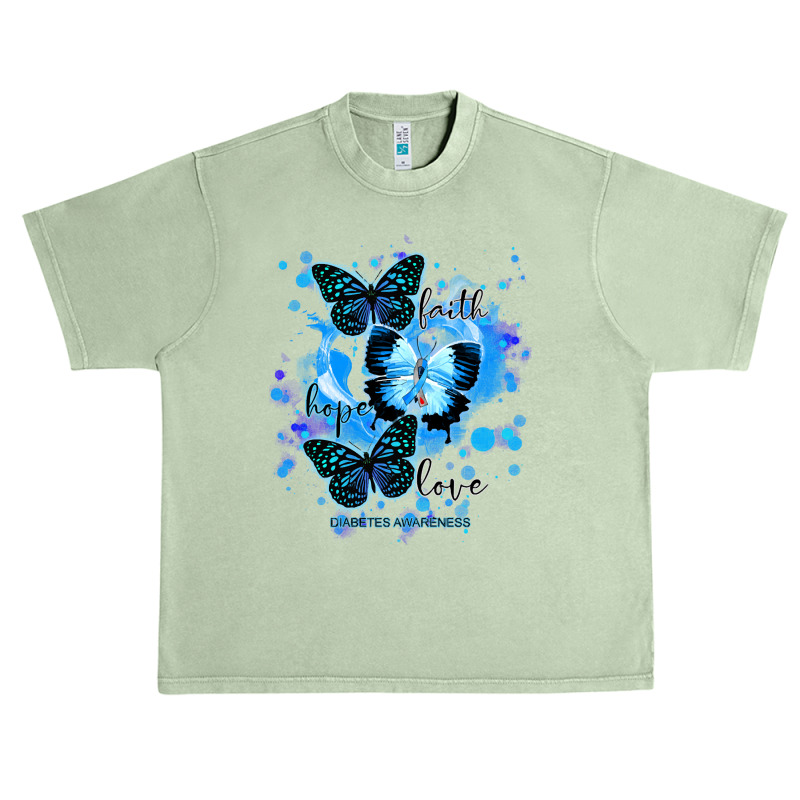 Faith Hope Love Diabetes Awareness T  Shirt Faith Hope Love Butterfly Urban Heavy T-shirt | Artistshot