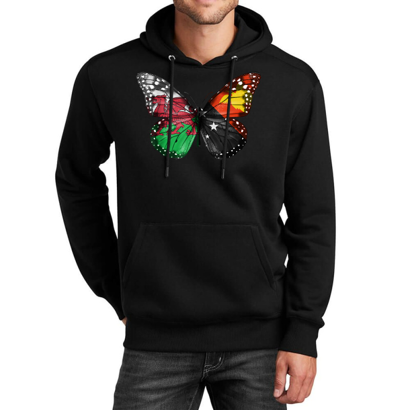 Welsh Papua New Guinean Flag Butterfly T Shirt Unisex Hoodie | Artistshot