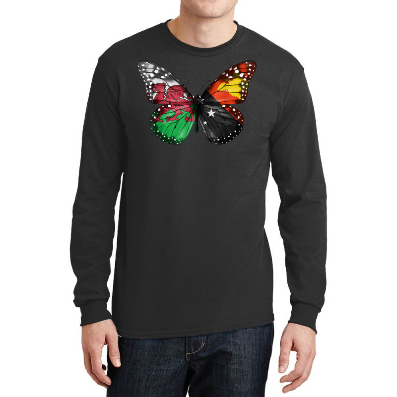 Welsh Papua New Guinean Flag Butterfly T Shirt Long Sleeve Shirts | Artistshot