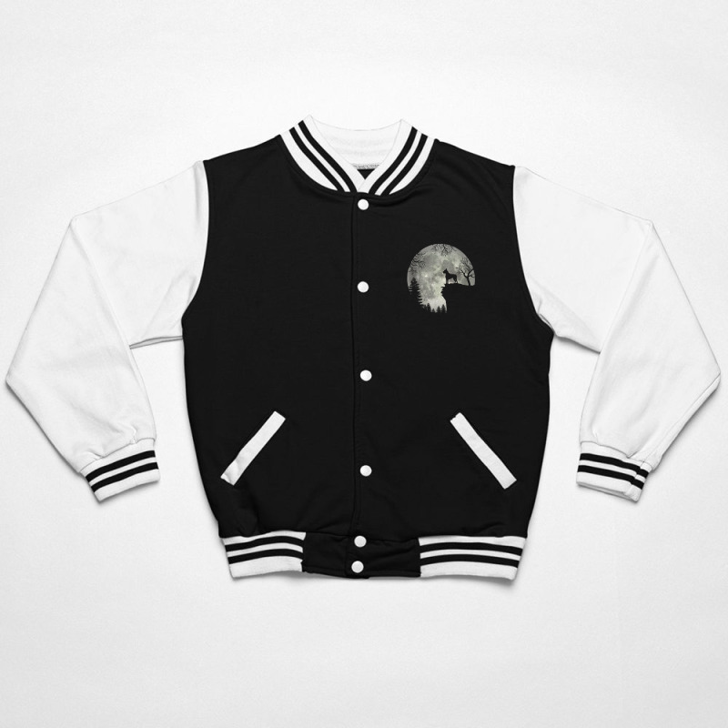 Boxer Dog And Moon Halloween Bomber Jacket | Artistshot