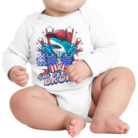 Bruh Shark 4th Of July Long Sleeve Baby Bodysuit | Artistshot