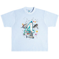 Kids 4th Birthday Boys Shark 4 Years Old Ocean Shark B Day T Shirt Urban Heavy T-shirt | Artistshot