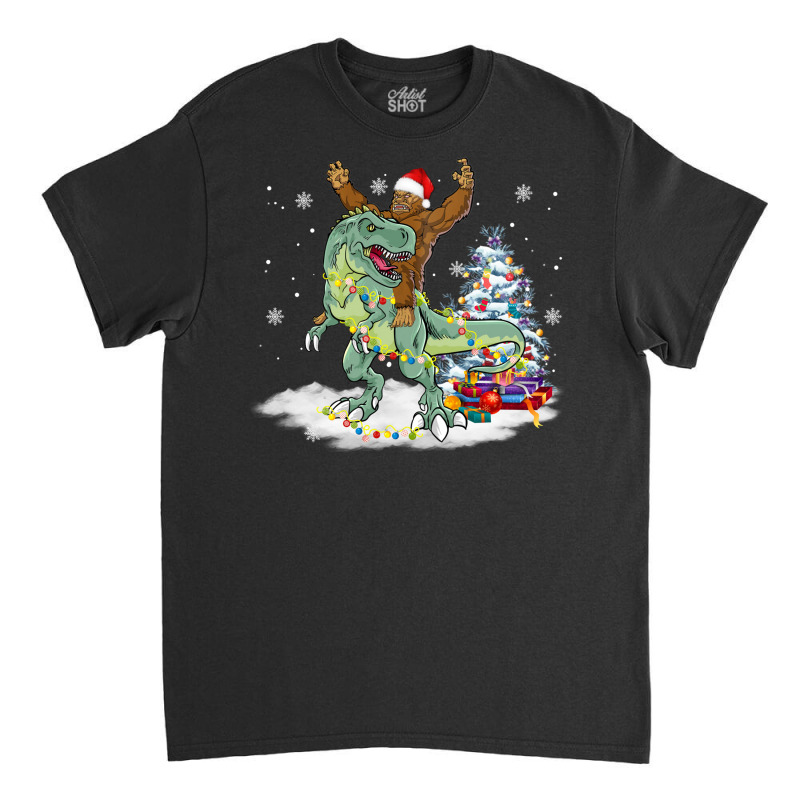 Bigfoot Sasquatch Riding Dinosaur T Rex Christmas Classic T-shirt | Artistshot