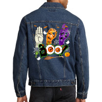 Boo American Sign Language Asl Deaf Halloween Costume Men Denim Jacket | Artistshot