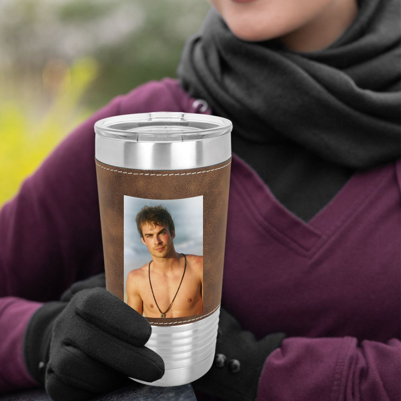 Ian Damon Shirtless Salvatore Leatherette Tumbler | Artistshot