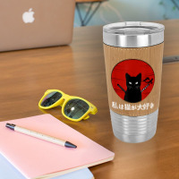 I Love Cats Japanese Sunset Samurai Cat Kitten Lover T Shirt Leatherette Tumbler | Artistshot