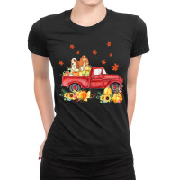 Cocker Spaniel Pumpkin Truck Fall Leaf Thanksgiving Halloween Ladies Fitted T-shirt | Artistshot