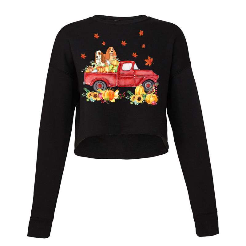 Cocker Spaniel Pumpkin Truck Fall Leaf Thanksgiving Halloween Cropped Sweater by UbengArt | Artistshot