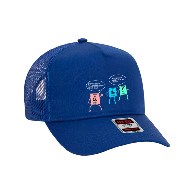 Salt And Copper Police Chemistry Pun Funny Gift Nerd Geek Mesh Back Trucker Hat | Artistshot