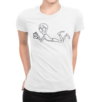 An Alien Lying On While Reading A Book Ladies Fitted T-shirt | Artistshot