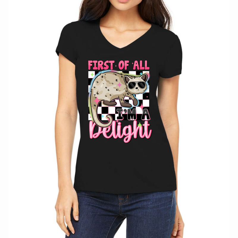 First Of All I'm A Delight Women's V-Neck T-Shirt by Oma's Magic World | Artistshot