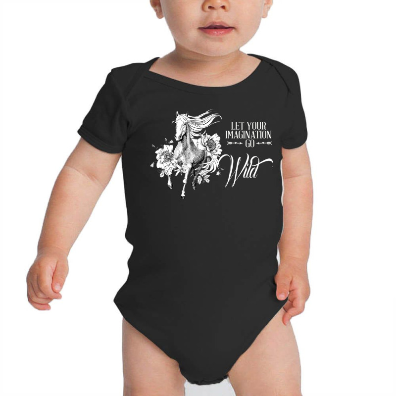 Let Your Imagination Go Wild Botanical Flower Horse Baby Bodysuit by UbengArt | Artistshot