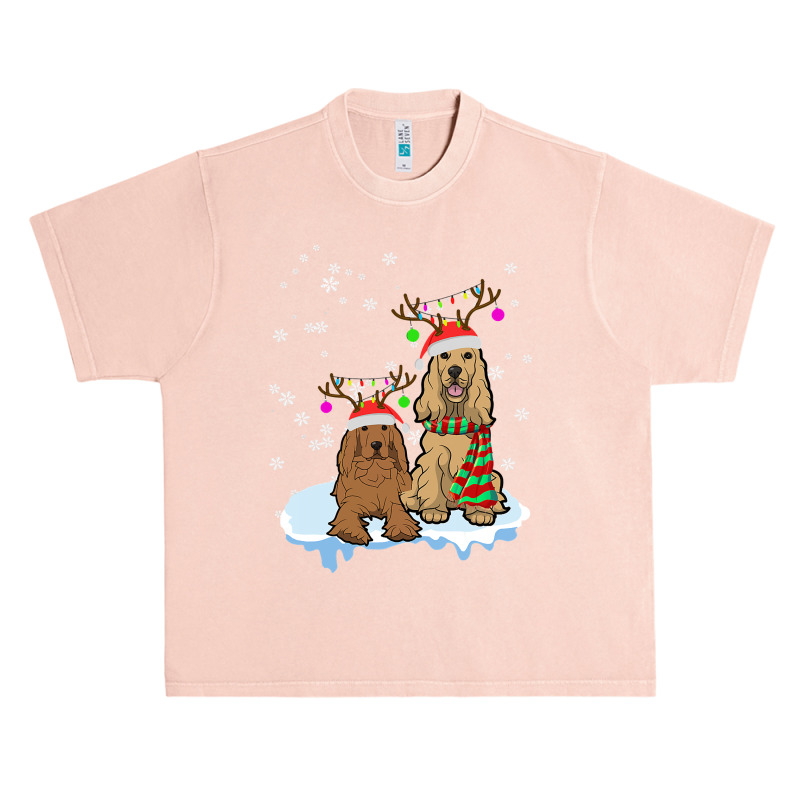 Cute Christmas Cocker Spaniel Santa Hats Reindeer Dog Owner Urban Heavy T-shirt by cm-arts | Artistshot