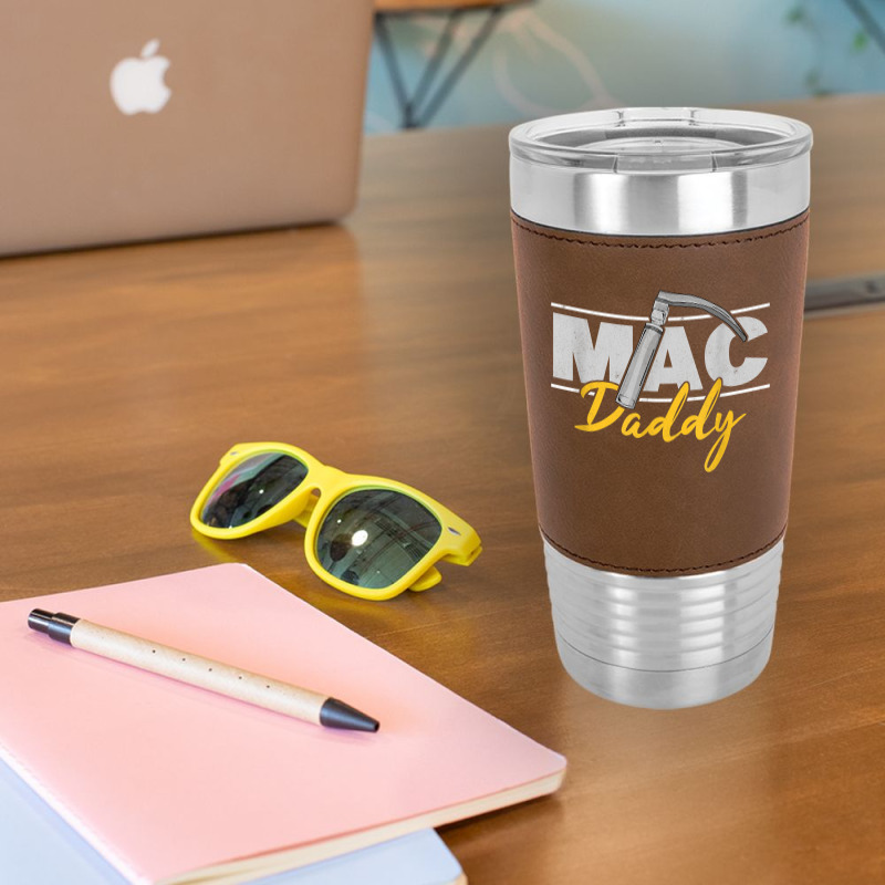 Mac Daddy Funny Anesthetist Fathers Day Gift Laryngoscope T Shirt Leatherette Tumbler | Artistshot