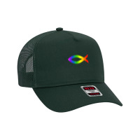 Ichthys Rainbow Christian Fish Symbol Homosexuality T Shirt Mesh Back Trucker Hat | Artistshot