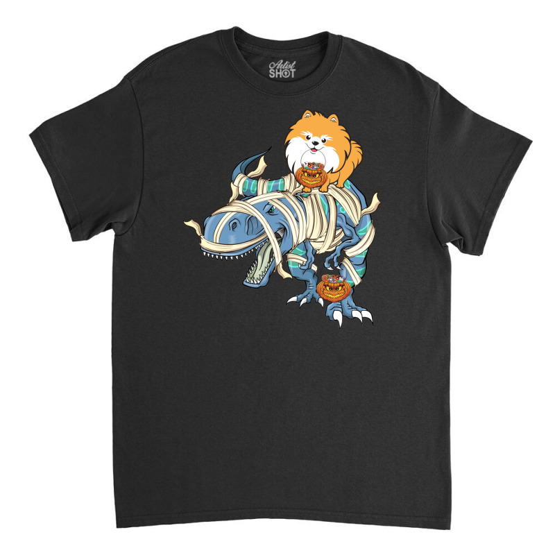 Pomeranian Riding Dinosaur Halloween Dog Classic T-shirt | Artistshot